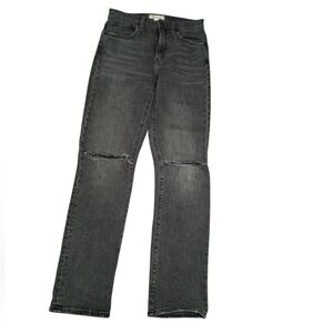 Madewell The High Rise Slim Boy Jean Ladies 24 Muted Black Split Knee Slimming